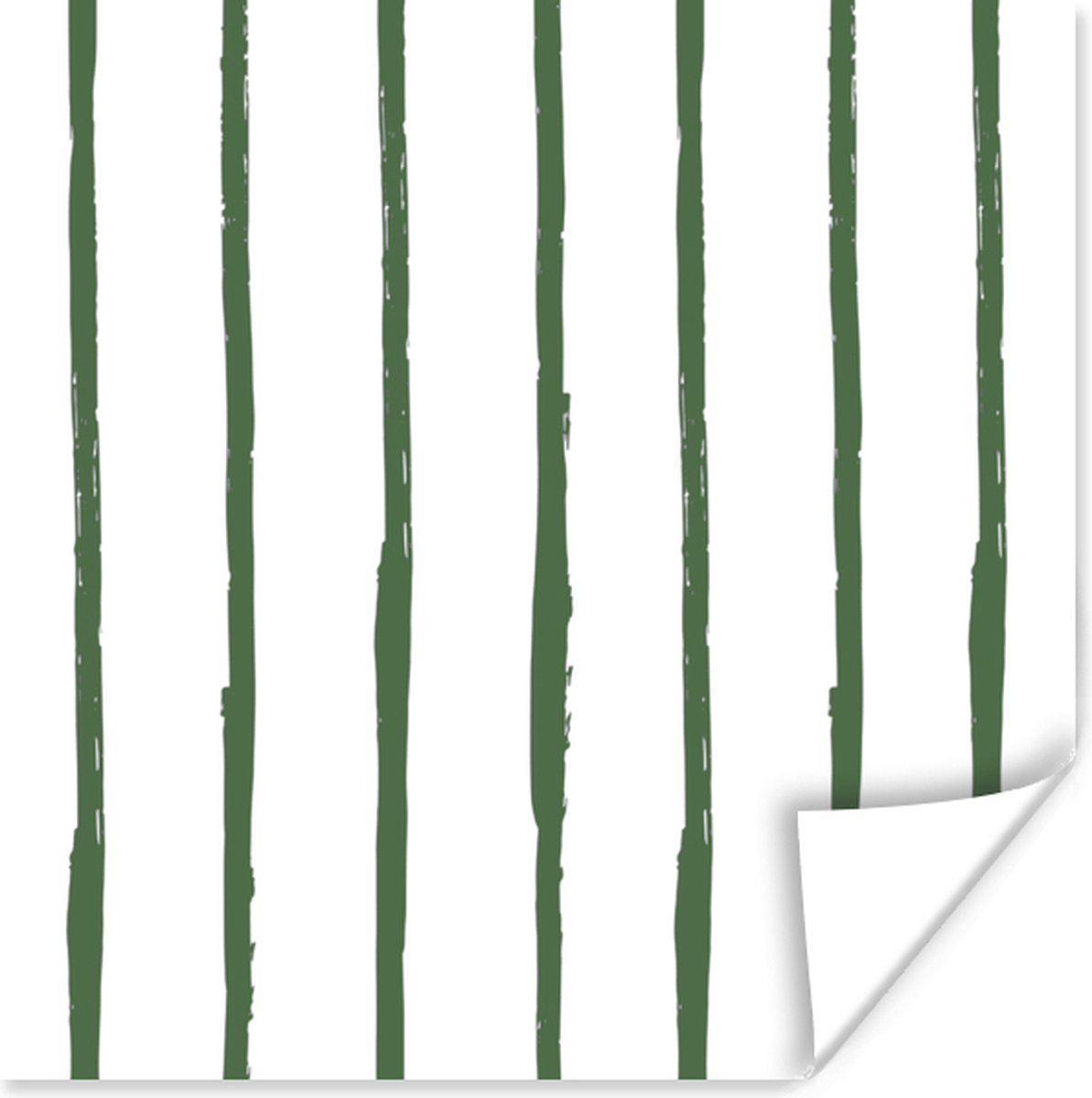Poster Strepen - Abstract - Groen - Wit - 75x75 cm