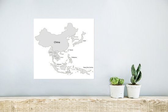 Carte de l' Asie avec les noms de pays 30x30 cm
