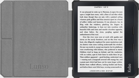 Lunso - Geschikt voor Kobo Libra 2 (7 inch) - Vegan saffiano leren sleepcover hoes - Van Gogh Amandelbloesem van Lunso — afbeelding 5