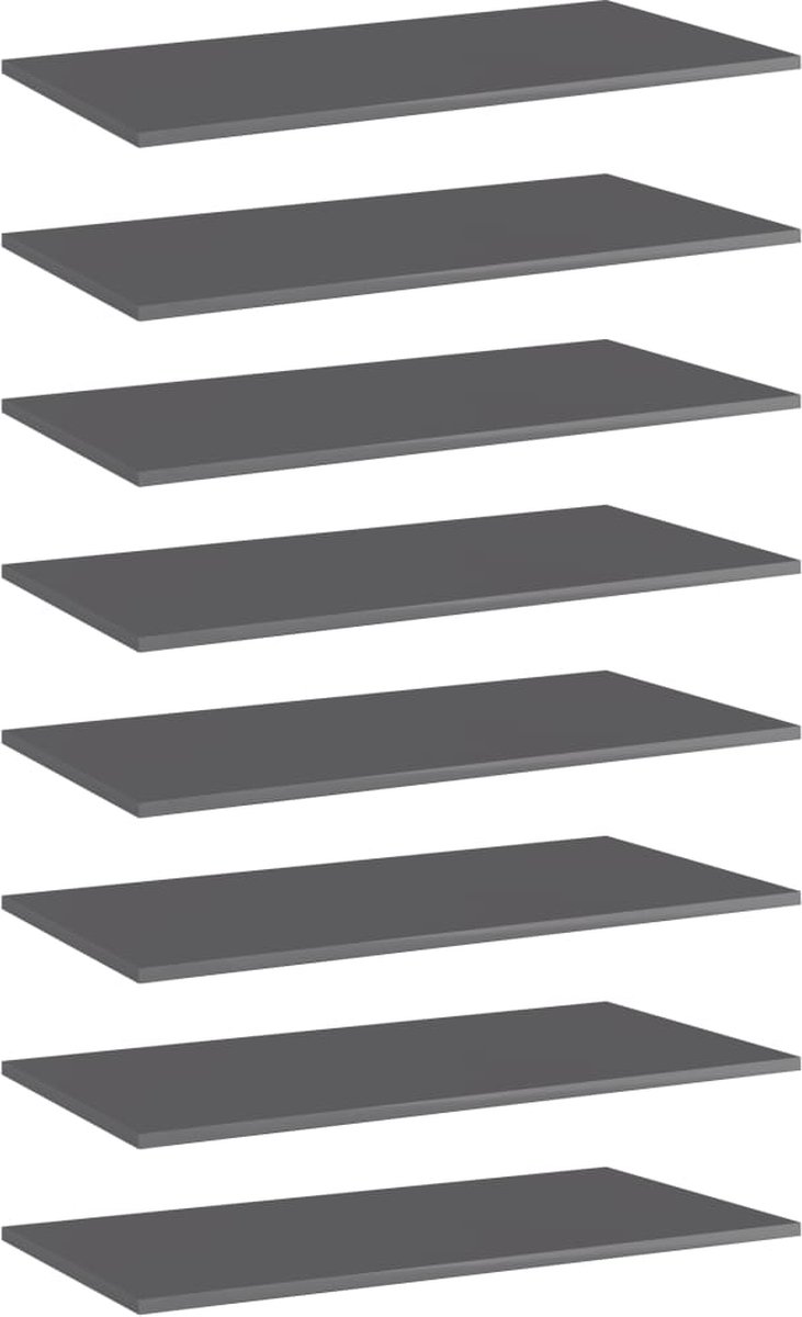 VidaLife Wandschappen 8 st 80x40x1,5 cm spaanplaat hoogglans grijs
