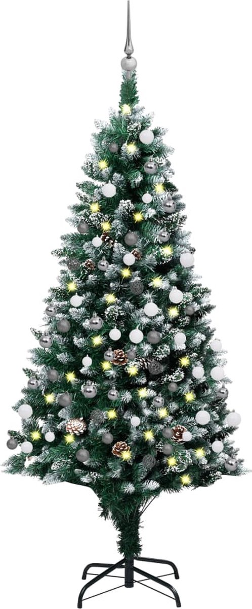 VidaLife Kunstkerstboom met LED's, kerstballen en dennenappels 150 cm