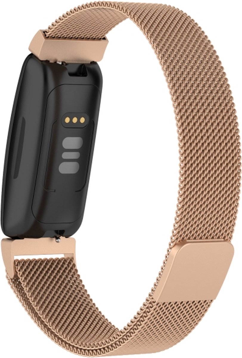 Milanees bandje - geschikt voor Fitbit Inspire 2 / Ace 3 - maat S/M - rosegoud