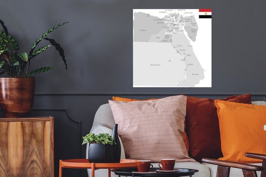 Illustration de l'Egypte sur une affiche carte grise 50x50 cm - Tirage photo sur Poster (décoration murale salon / chambre) / Affiche Afrique