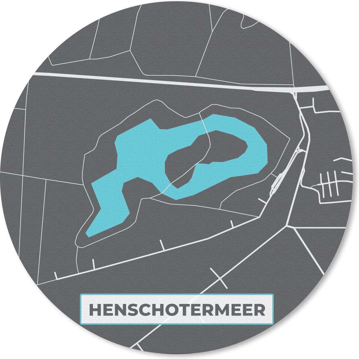 Muismat rond 50x50 cm - Mousepad Stadskaart - Plattegrond - Utrecht - Henschotermeer - Nederland - Kaart - Ronde muismatten - Stadskaart