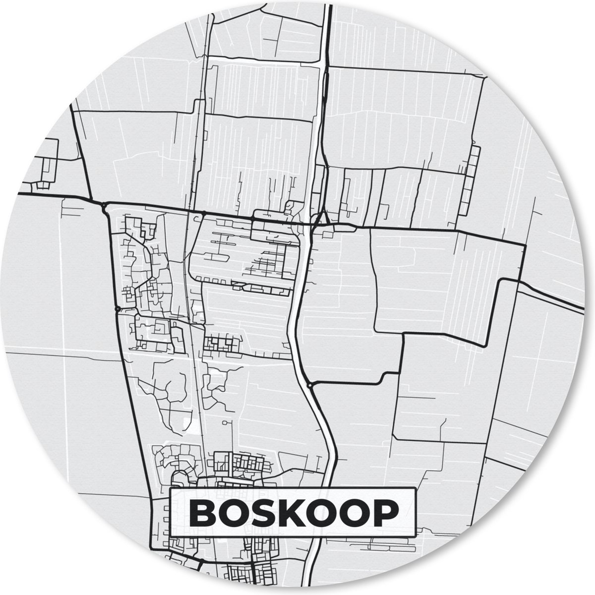 Muismat rond 20x20 cm - Mousepad Kaart - Boskoop - Plattegrond - Stadskaart - Ronde muismatten - Stadskaart