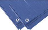2x morceaux de bâche robuste taille 4 x 6 mètres bleu avec anneaux - tapis de sol / bâche en polypropylène