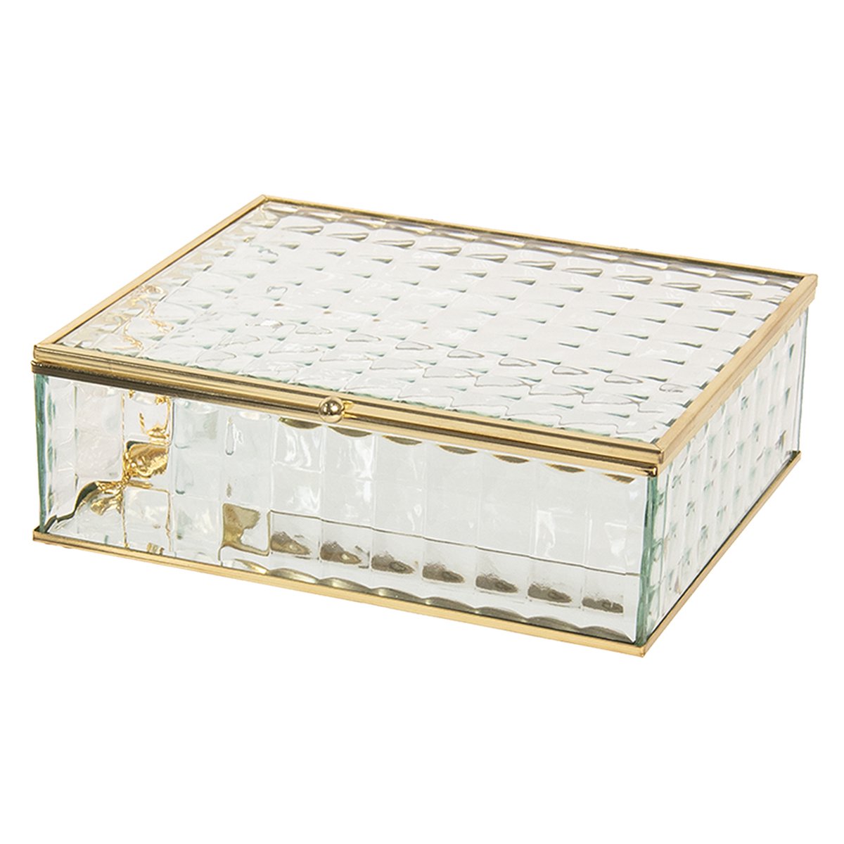 Clayre & Eef Sieradendoos 20x16x6 cm Glas Rechthoek Juwelendoos Sieradenbox Sieradenkist
