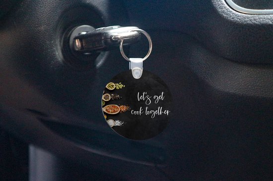 Porte-clés - Let's cuisiner ensemble - Cuisine - Citations - Proverbes - Plastique - Rond - Cadeaux à distribuer