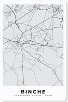 Muismat - Mousepad - Zwart Wit – België – Plattegrond – Stadskaart – Kaart – Binche - 18x27 cm - Muismatten