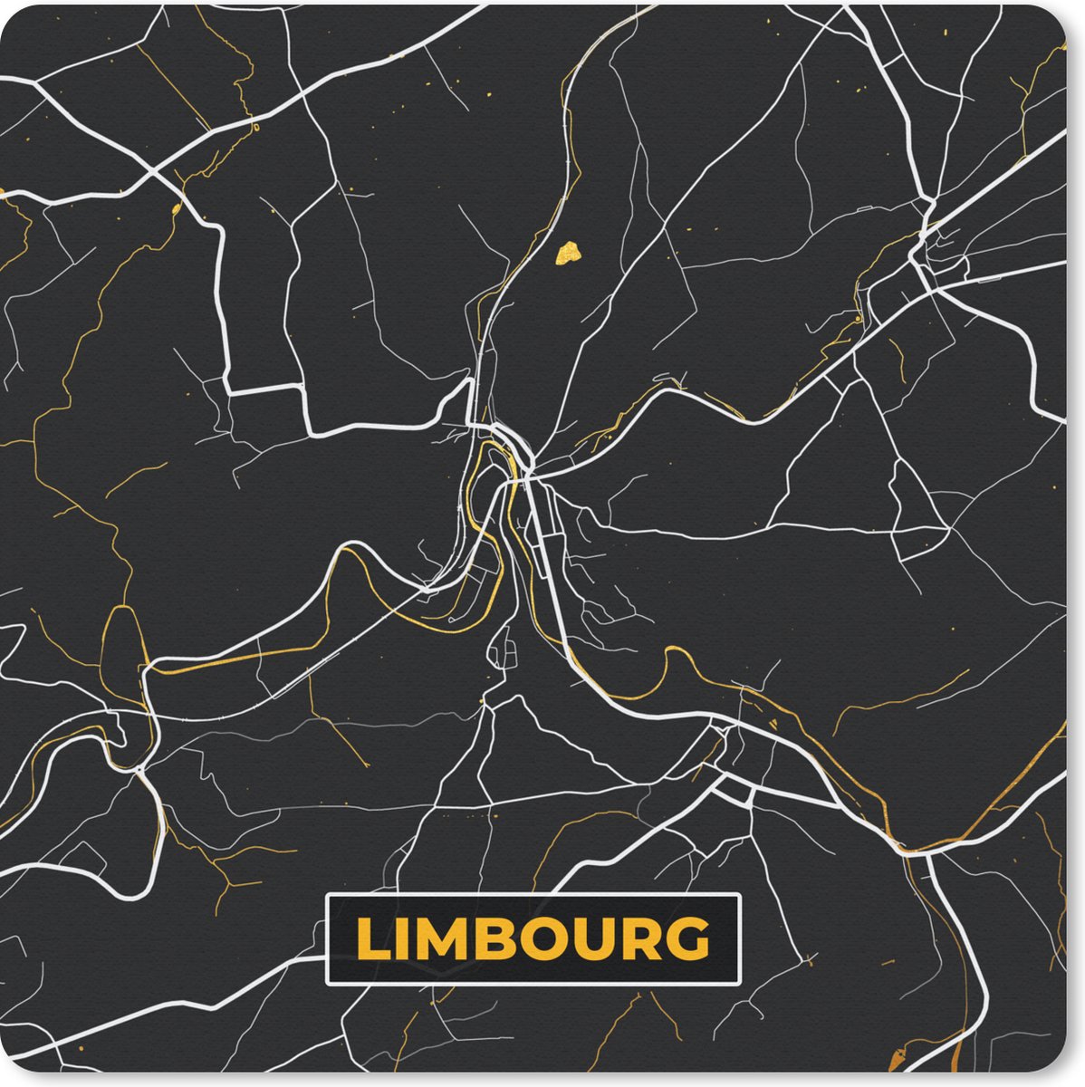 Muismat 30x30 cm - Mousepad Stadskaart - Gold - Limburg - Plattegrond - Kaart - Muismatten - Stadskaart