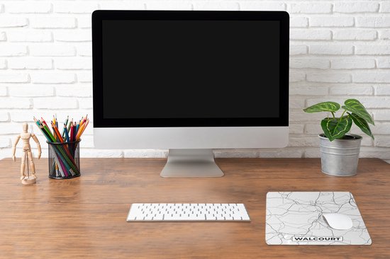 Muismat 30x30 cm - Mousepad Kaart – Plattegrond – Stadskaart – Walcourt – België – Zwart Wit - Muismatten - Stadskaart
