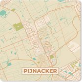 Muismat - Mousepad - Pijnacker - Stadskaart - Plattegrond - Kaart - Vintage - 30x30 cm - Muismatten