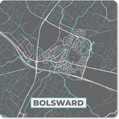 Muismat Klein - Bolsward - Blauw - Kaart - Stadskaart - Plattegrond - 20x20 cm