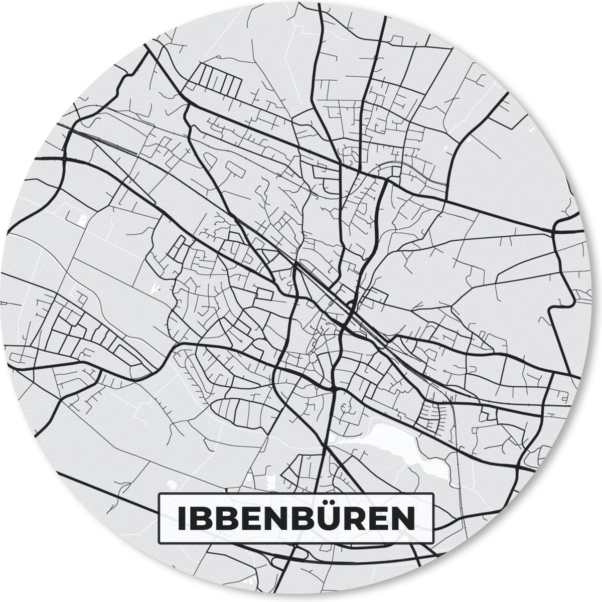 Muismat rond 30x30 cm - Mousepad Ibbenbüren - Kaart - Plattegrond - Stadskaart - Duitsland - Ronde muismatten - Stadskaart