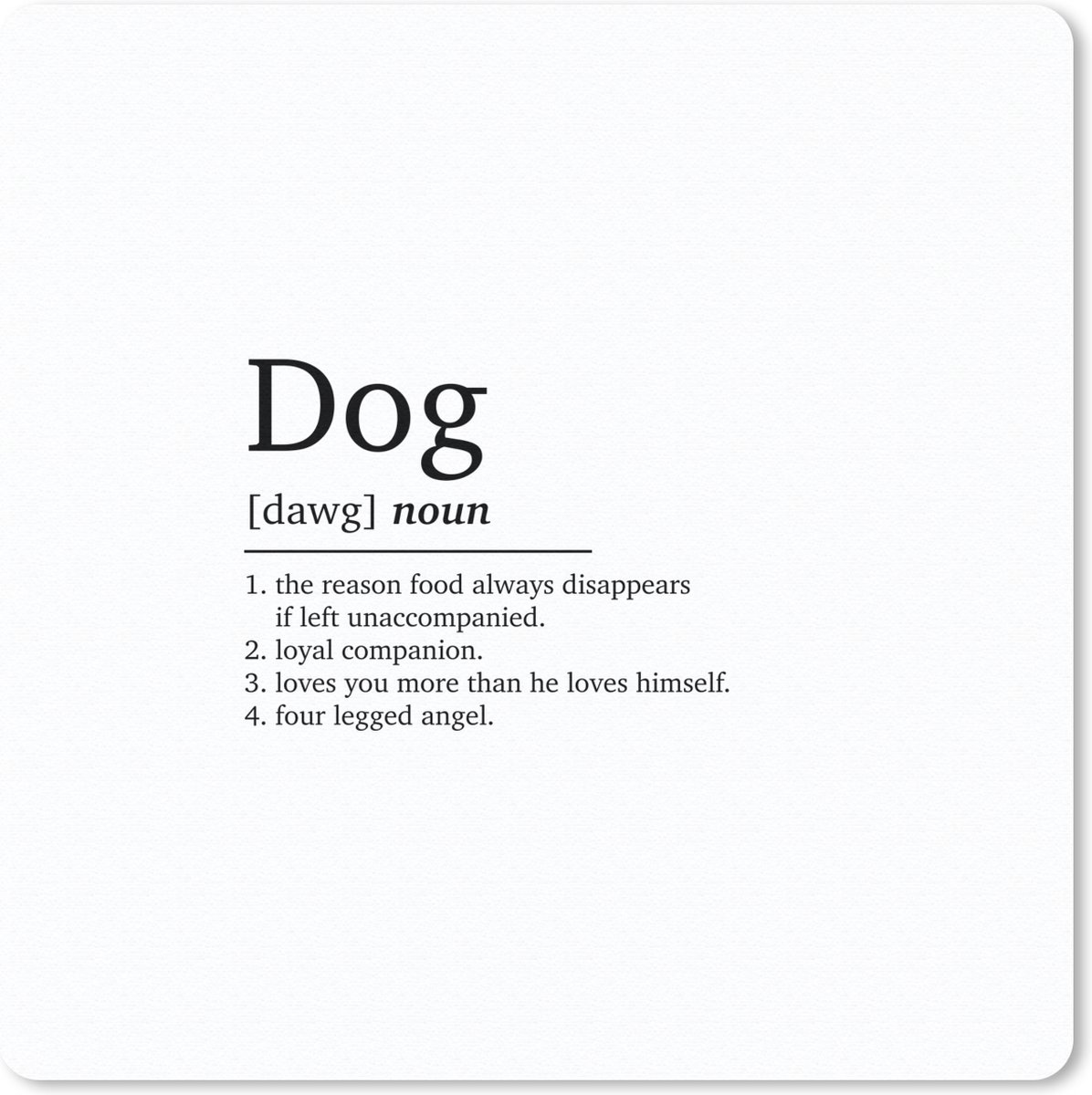 Muismat 20x20 cm - Mousepad Spreuken - Dog - Woordenboek - Hond definitie - Dieren - Quotes - Muismatten