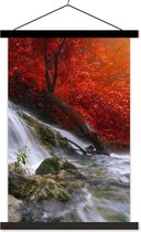 Porte-affiche avec affiche - Affiche scolaire - Cascade - Rochers - Water - Automne - 40x60 cm - Lattes noires