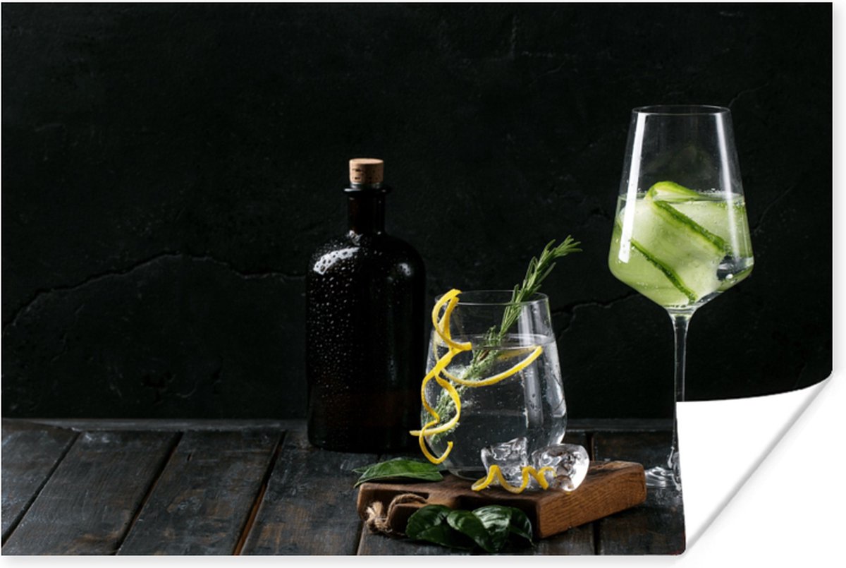 Poster Drank - Wijnglas - Fruit - 90x60 cm