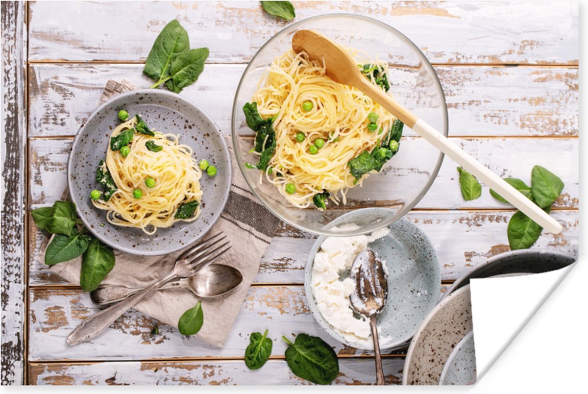 Poster Pasta - Basilicum - Koken - 30x20 cm