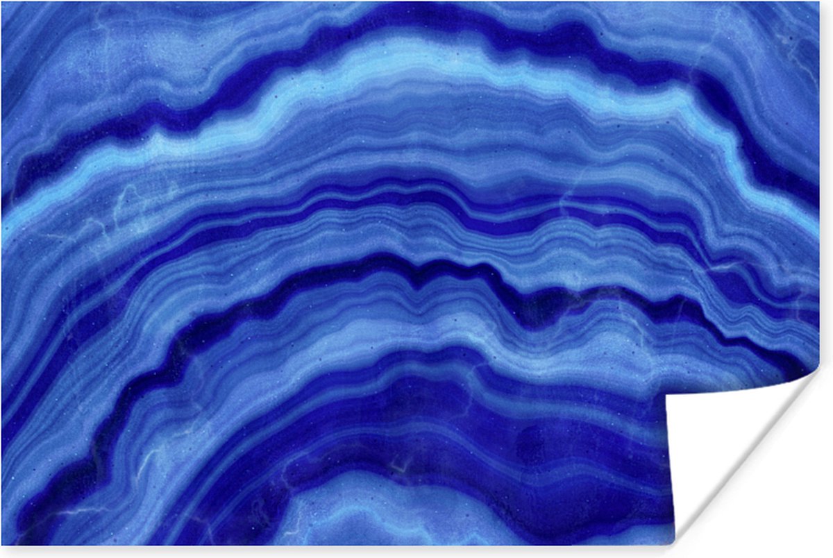 Poster Agaat steen - Blauw - 30x20 cm