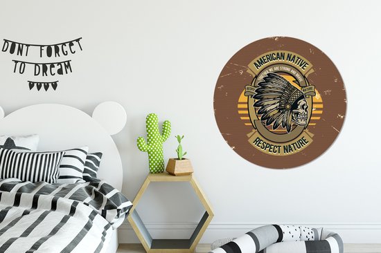 WallCircle - Wall Circle - Wall Circle Indoor - Mancave - Crâne - Ressorts - Vintage - 90x90 cm - Décoration murale - Peintures Ronds