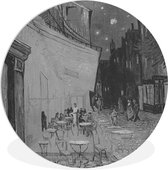 WallCircle - Wandcirkel ⌀ 30 - Caféterras bij nacht - Vincent van Gogh - Ronde schilderijen woonkamer - Wandbord rond - Muurdecoratie cirkel - Kamer decoratie binnen - Wanddecoratie muurcirkel - Woonaccessoires