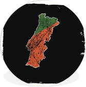 WallCircle - Wandcirkel ⌀ 90 - Illustratie van Portugal in de kleuren van de vlag tegen een zwarte achtergrond - Ronde schilderijen woonkamer - Wandbord rond - Muurdecoratie cirkel - Kamer decoratie binnen - Wanddecoratie muurcirkel - Woonaccessoires