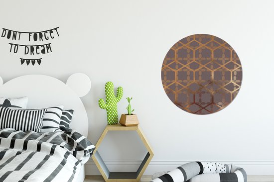 WallCircle - Wandcirkel ⌀ 60 - Patroon - Goud - Paars - Ronde schilderijen woonkamer - Wandbord rond - Muurdecoratie cirkel - Kamer decoratie binnen - Wanddecoratie muurcirkel - Woonaccessoires