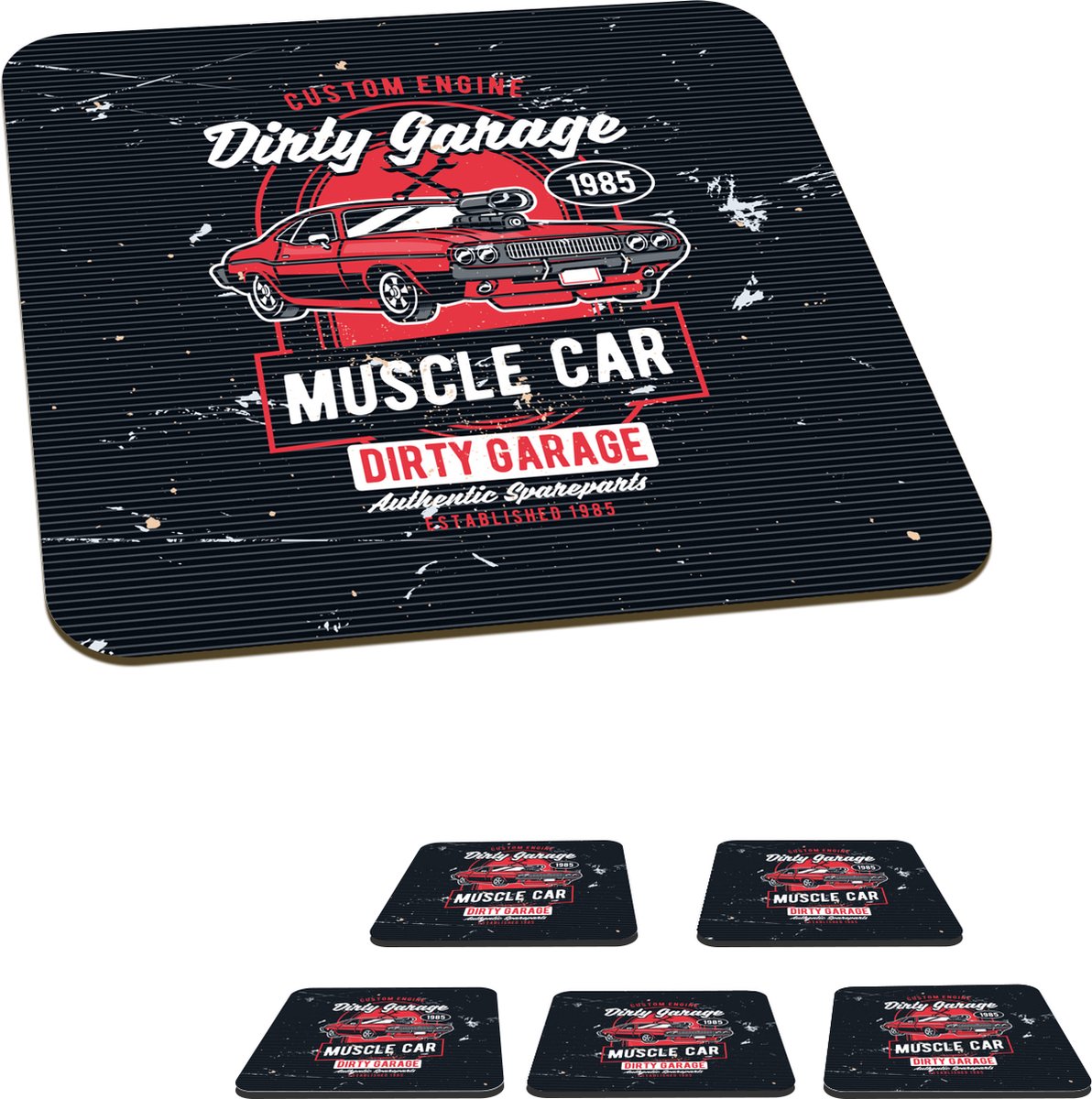 Onderzetters voor glazen - Tafelaccessoires - Auto - Retro - Vintage design - 10x10 cm - 6 stuks