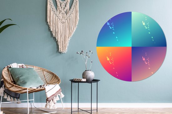 Quatre illustrations colorées de Vanuatu Assiette en plastique cercle mural ⌀ 120 cm - impression photo sur cercle mural / cercle vivant (décoration murale) XXL / Groot format!
