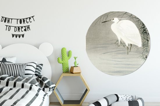 Wall Circle - Indoor Wall Circle - Grande Aigrette - Peinture par Ohara Koson - ⌀ 120 cm - Décoration murale - Peintures Ronds XXL