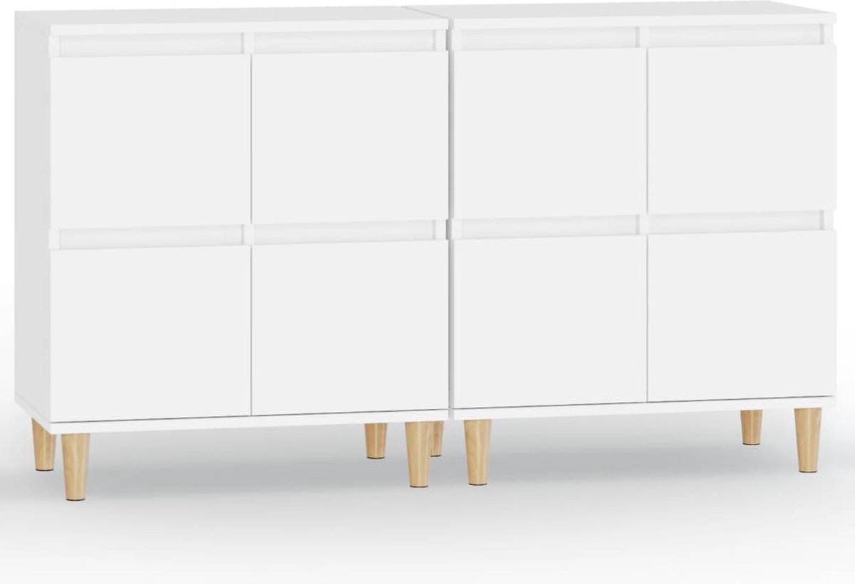 vidaXL - Dressoirs - 2 - st - 60x35x70 - cm - bewerkt - hout - wit
