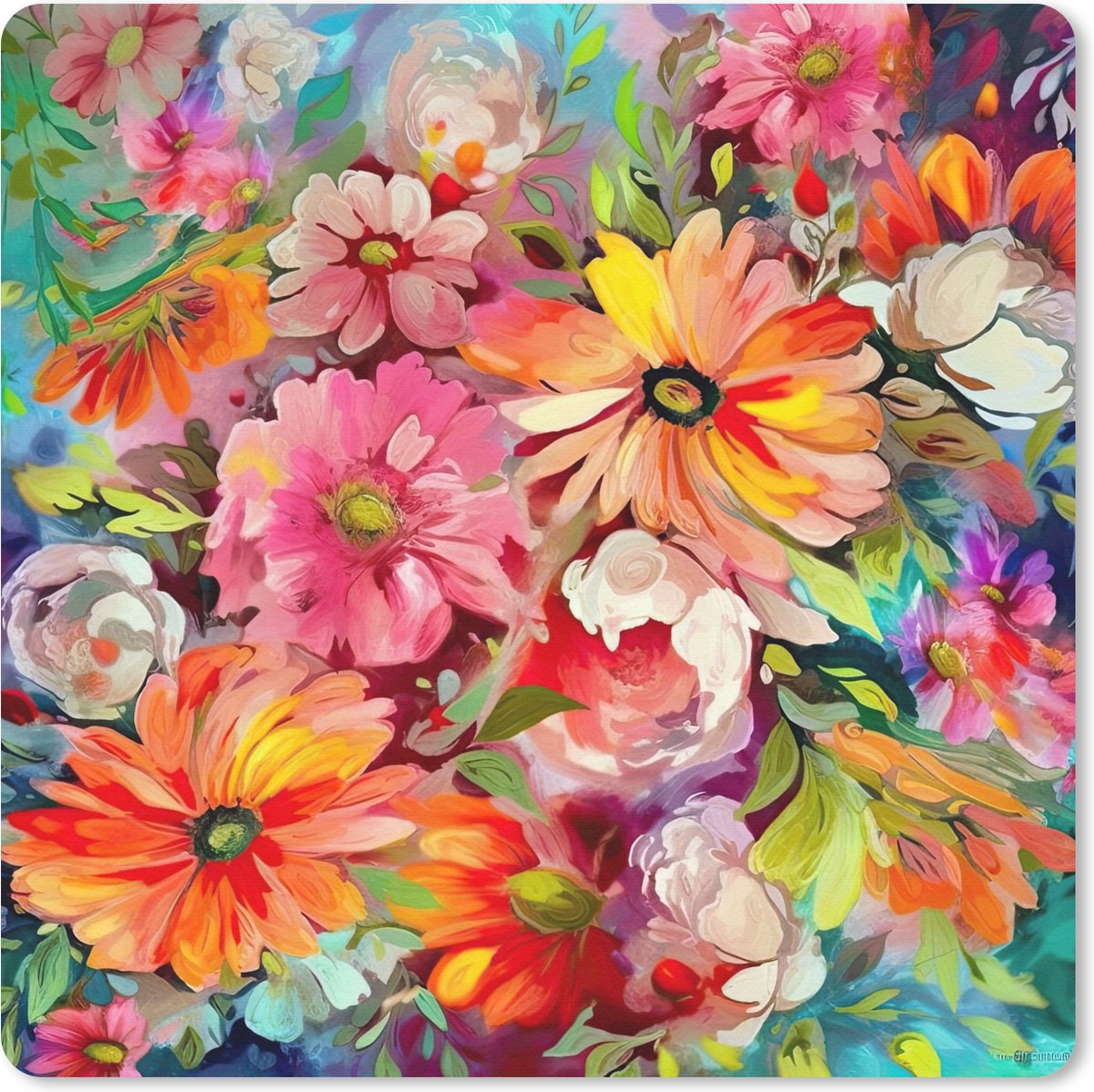 Muismat 30x30 cm - Mousepad Bloemen - Kunst - Schilderij - Botanisch - Muismatten