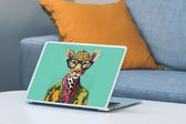 Laptop sticker - 10.1 inch - Bladeren - Bril - Giraffe - Dieren - Design - 25x18cm - Laptopstickers - Laptop skin - Cover