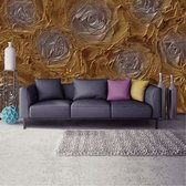 Fotobehang - Vlies Behang - Gouden Rozen Kunst Textuur - 208 x 146 cm