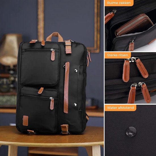 Laptoptas 2 in 1 Laptop Rugtas Schoudertas voor 17.3 inch laptop ...