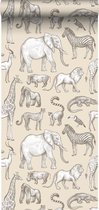 ESTAhome papier peint animaux de la jungle beige - 139511 - 53 cm x 10,05 m