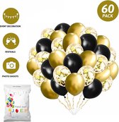 FeestmetJoep® 60 stuks ballonnen Goud & Zwart – Verjaardag Versiering