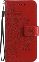Coverup Mandala Bloemen Book Case - Geschikt voor Xiaomi Poco X3 Pro Hoesje - Rood
