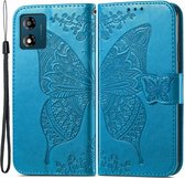 Butterfly Book Case - Coque Motorola Moto E13 - Blauw