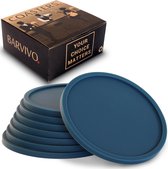 Barvivo® Blauwe drankjes onderzetters van 8 Set –Tischplatte -bescherming voor alle tafels, hout, graniet, glas, spek, zandsteen, marmer, stenen tafels - perfecte zachte achtbanen voor alle drinkglazen