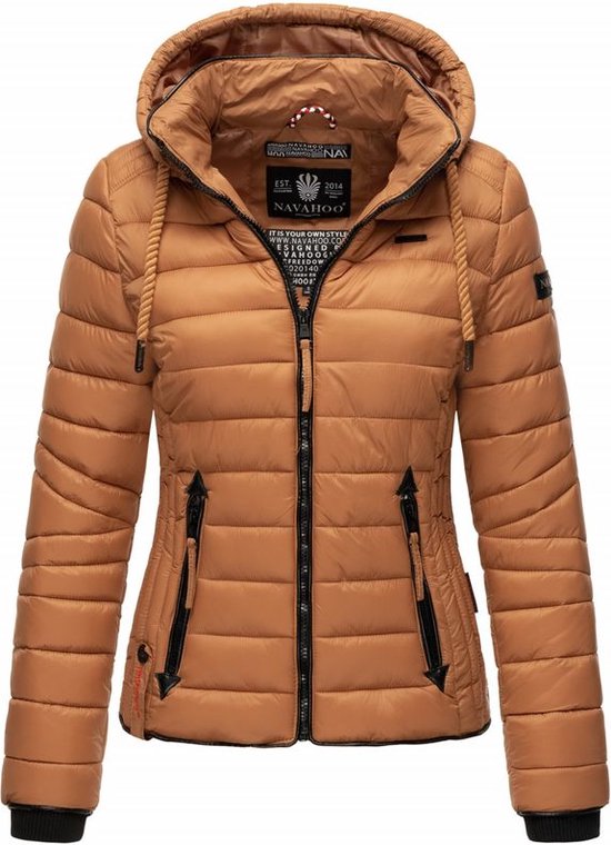Navahoo Winterjas voor dames (S-3XL) - capuchon met trekkoord, deels honingraatachtige structuur - N108, Dark-Olive, L