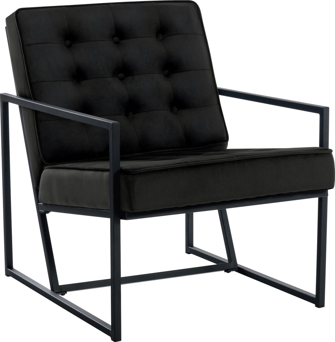 CLP Avon Lounger - Fauteuil - Eetkamerstoel met armleuning - Fluweel - Velvet - zwart