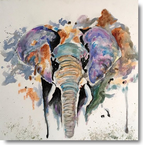 Peinture éléphant 75 x 75 Artello - peint à la main - peinture sur toile - salon peinture - chambre peinture - peinture - peinture - art - peinture animaux