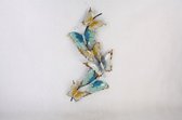 Metalen wanddecoratie - Vlinders blauw/zilver - 85 x 103 cm