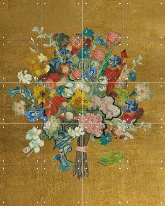 IXXI Vincent's bloemen - goud - Vincent van Gogh - Wanddecoratie - 100 x 80 cm