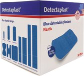 Detectaplast blauwe pleisters Elastic, metaaldetecteerbare en flexibele pleisters sensitive, wondverzorging voor de voedingsindustrie, catering en grootkeuken, 50 x 72 mm, 50 stuks