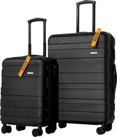 Bol.com Kofferset - 143L - Trolleyset TSA 2-delig - Handbagage en groot - Zedar Onyx Black aanbieding
