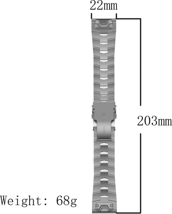 By Qubix - 22 mm Quickfit - Bracelet à maillons en titane - Argent - Garmin Epix Gen - MARQ - Quatix 7 - 6 - 5