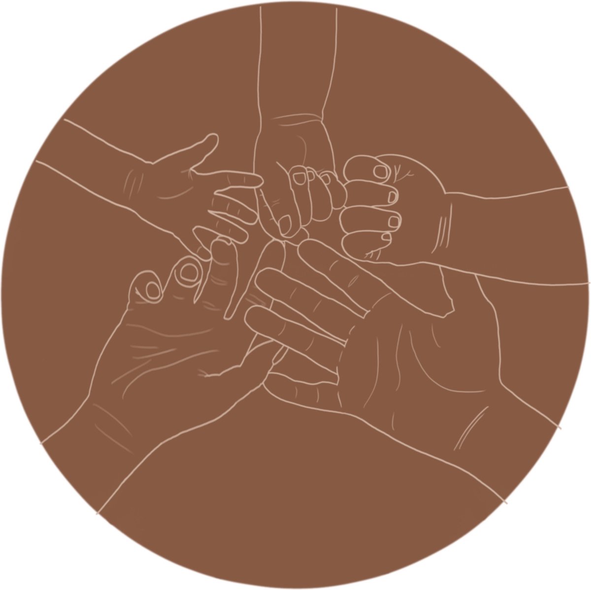 Muurcirkel 5 handen Circle of Life Collection Aluminium Luxe uitstraling Wallcircle Wandcirkel binnen Ronde schilderijen Wanddecoratie Familie Gezin Handgetekend 80x80 cm Incl ophangsysteem