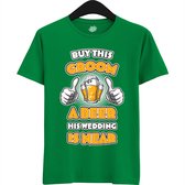 Buy This Groom A Beer | Vrijgezellenfeest Cadeau Man - Groom To Be Bachelor Party - Grappig Bruiloft En Bruidegom Bier shirt - T-Shirt - Unisex - Kelly Groen - Maat 4XL
